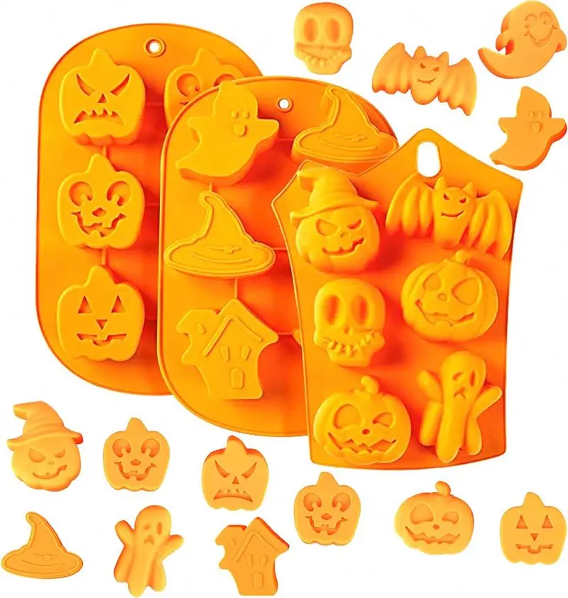 3 Pieces Halloween Molds Nonstick Halloween Silicone Pumpkin Mold Cake Pan  DIY Shape for Kitchen Silicone Baking Mold
