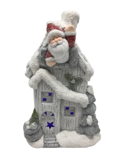 2020 Christmas santa claus laterite ceramic village houses to paint home decoration with gold powder
