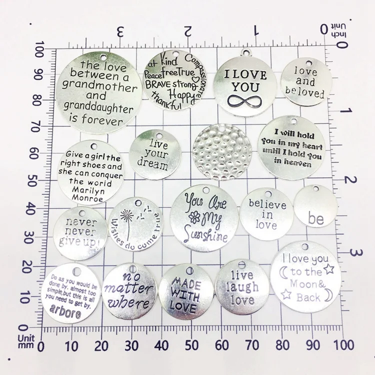 
Retro bronze letter charms bracelets pendant jewelry set 