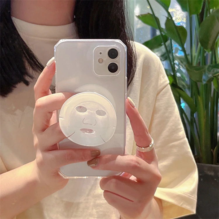 Wacky mask holder transparent anti-shock protective phone case for iphone 14 13 12 11 pro max