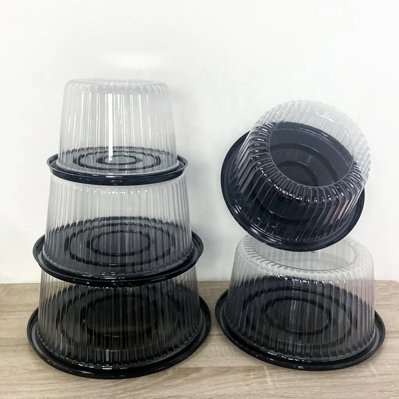 Clear round PET Plastic Cake Container with Dome for Display and Storage of Cakes Cookies Sandwiches Fruits Food Packaging