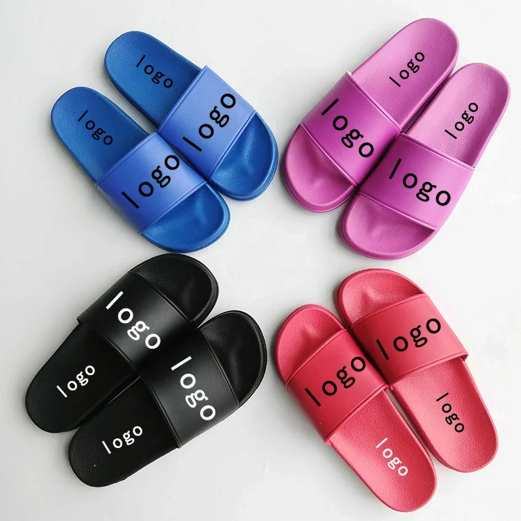 Slides With Logo Comfortable Indoor Outdoor Slides For Women Custom Plain Slides Rubber Slippers For Men With Logo