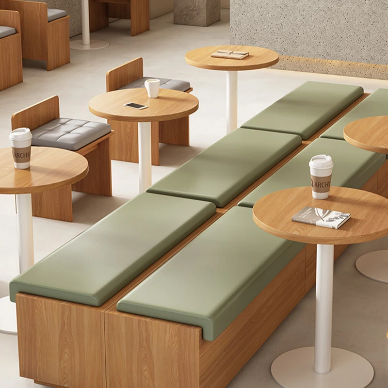 cafe booth seating modern leather booth leisure cafe wooden sofa chair coffee table set