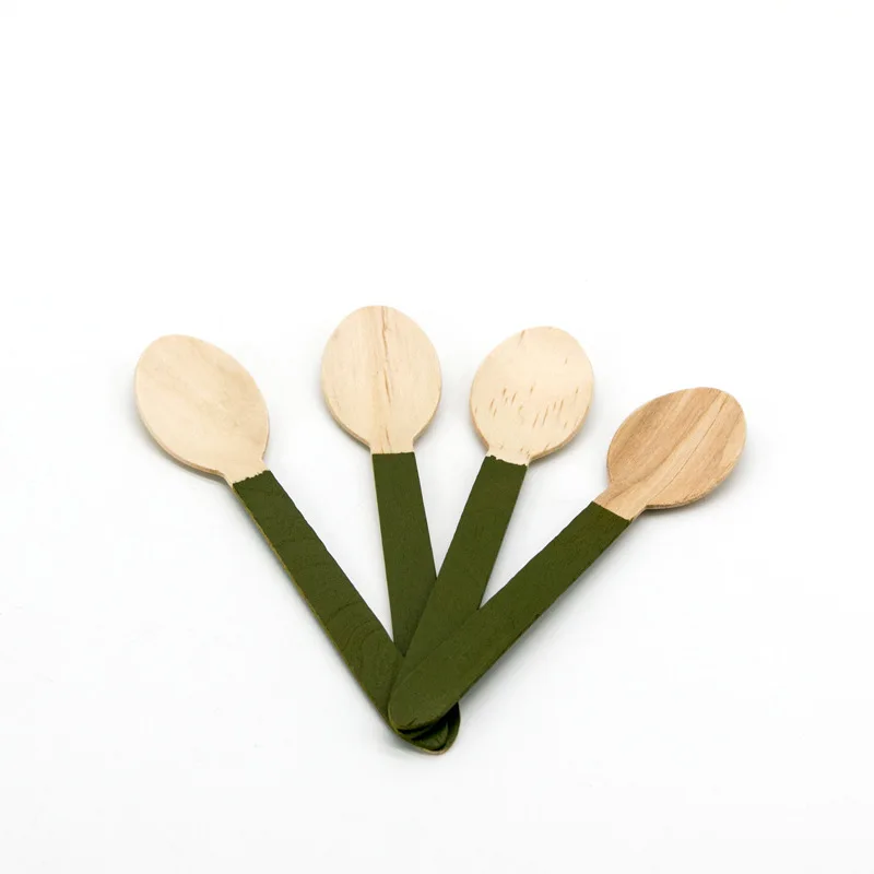 Disposable colorful wooden Dessert Spoon
