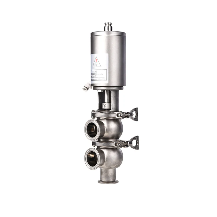 SS304 SS316L DN25 Sanitary pneumatic seat flow diversion valve stainless steel F type pneumatic reversing valve