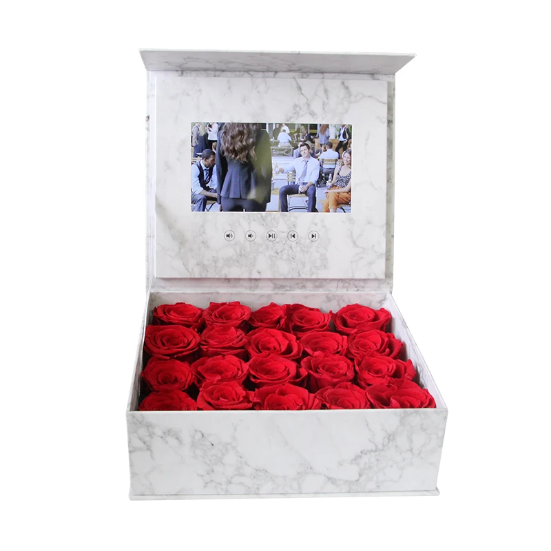 Marble white video gift box 4/4.5/5/7/10.1 inch TFT marble black LDC video gift box screen in video rose flower box
