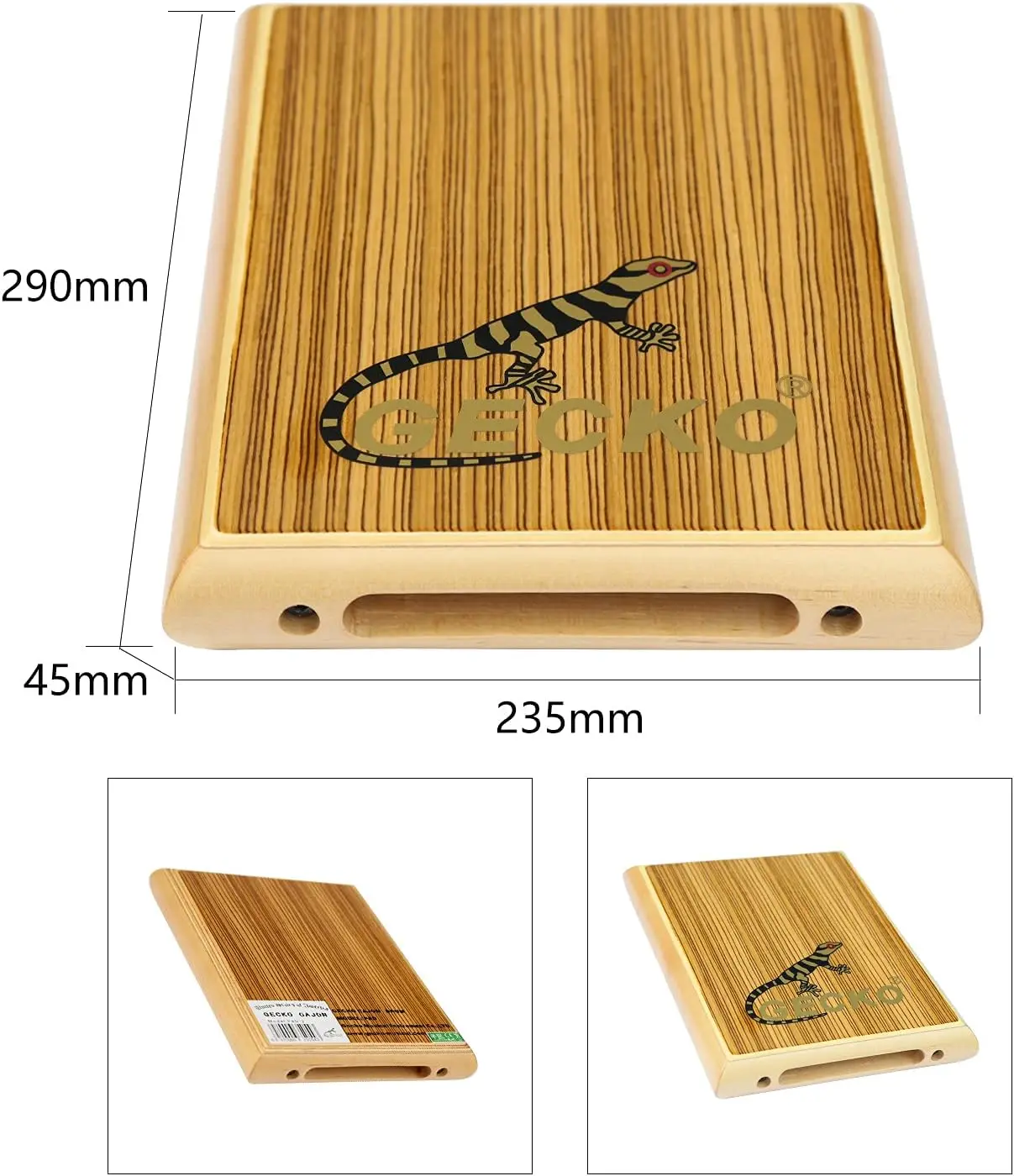 GECKO PAD-2 Cajon box drum OEM customized logo portable Zebra wood birch wood flat travel pad cajon with steel string for trip