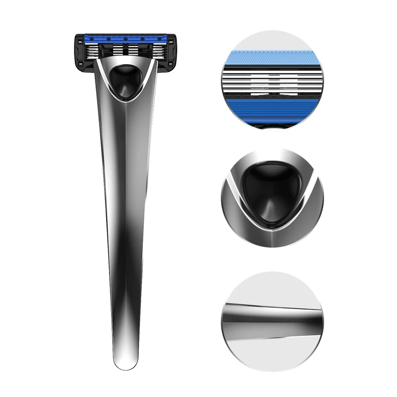 Adjustable Five Blade Metal Razor with Razor Blades Shaving Replaceable Head