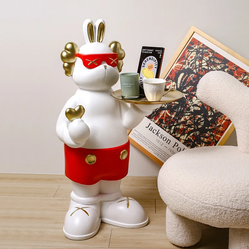 Novel fashion trend four ears bear than heart storage decoration large floor decoration animal tray home decoration