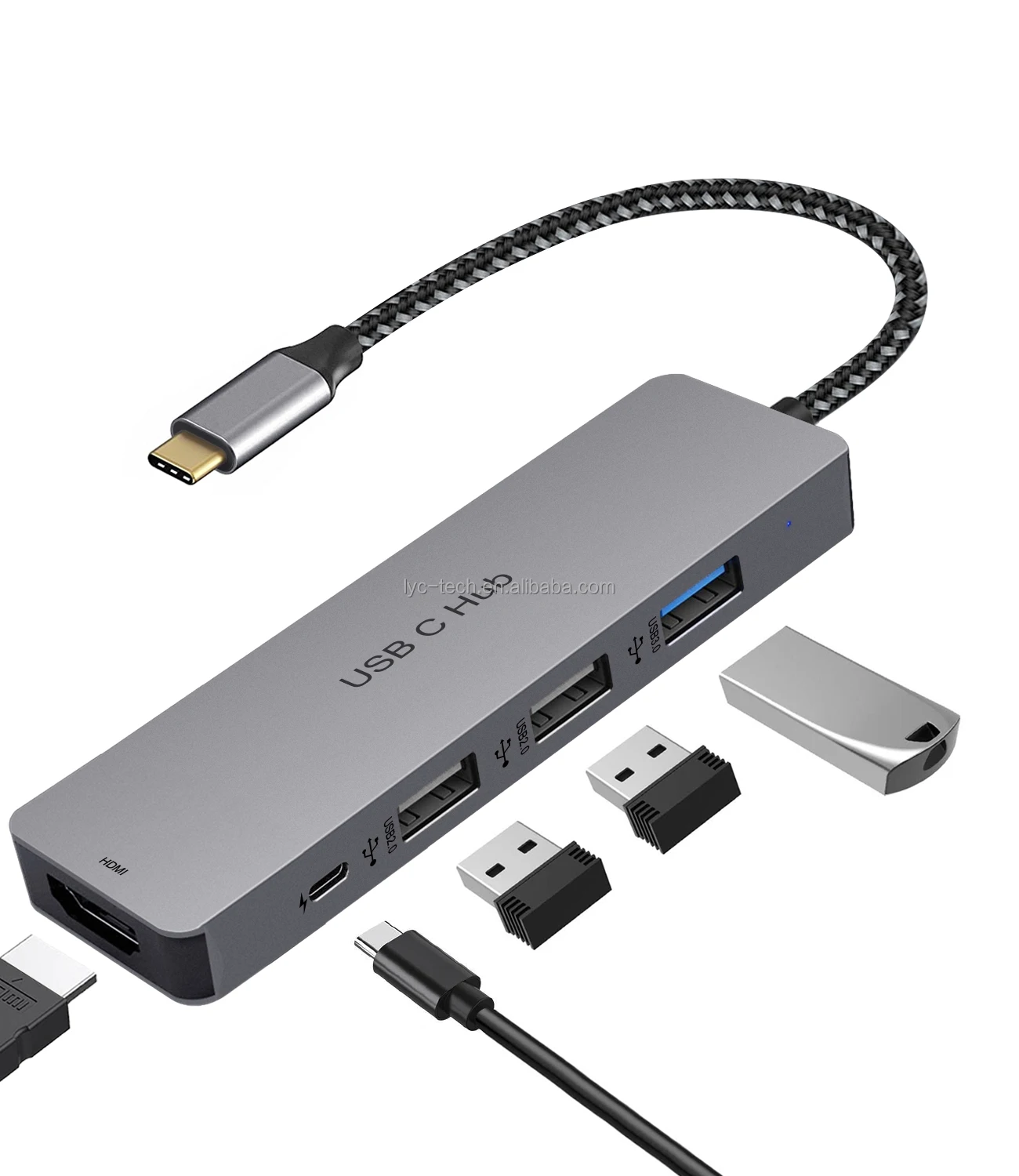 
 Профессиональный Многофункциональный usb-концентратор с 5 портами usb type-c 3,0  