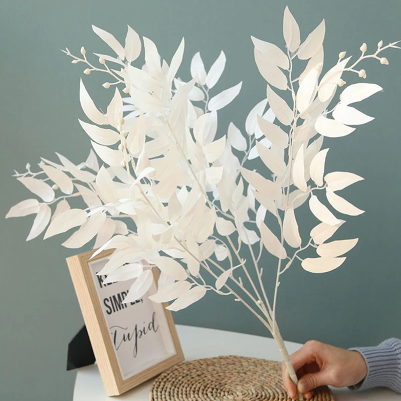 Hot Sale Plant Silk Greenery Leaves artificial  weeping white willow for Floral Bouquet Wedding Decor