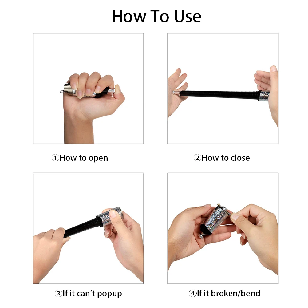 Staff Portable Martial Arts Prop Metal High Elasticity Steel Silver Stick 110CM Stretchable Magic wand pocket staff