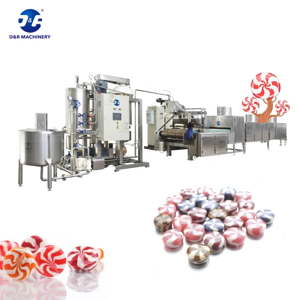 PLC Control Servo Driven Hard Confectionery Making Machine Two Colors Two Falvour Hard Candy Depositing Line