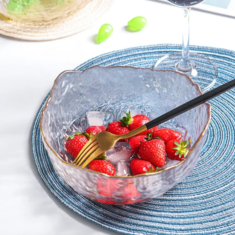 Creative Color Embossed Cute  Dessert Salad Tableware Glass Bowl