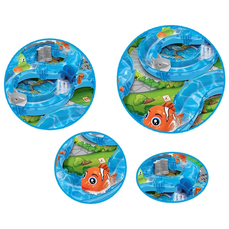 Kids Water Track 2 Player Fishing Game Desktop Toys With Waterproof Mat