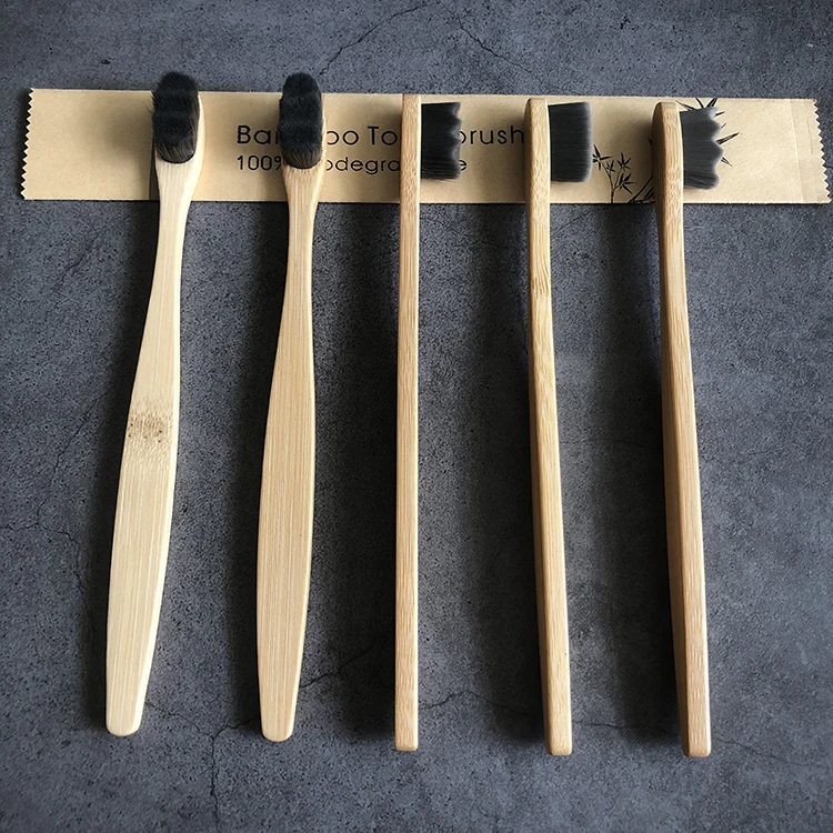 Custom Private Label Biodegradable Bamboo Micro-Nano Charcoal Toothbrush with 20000 Soft Silk Nano Bristles