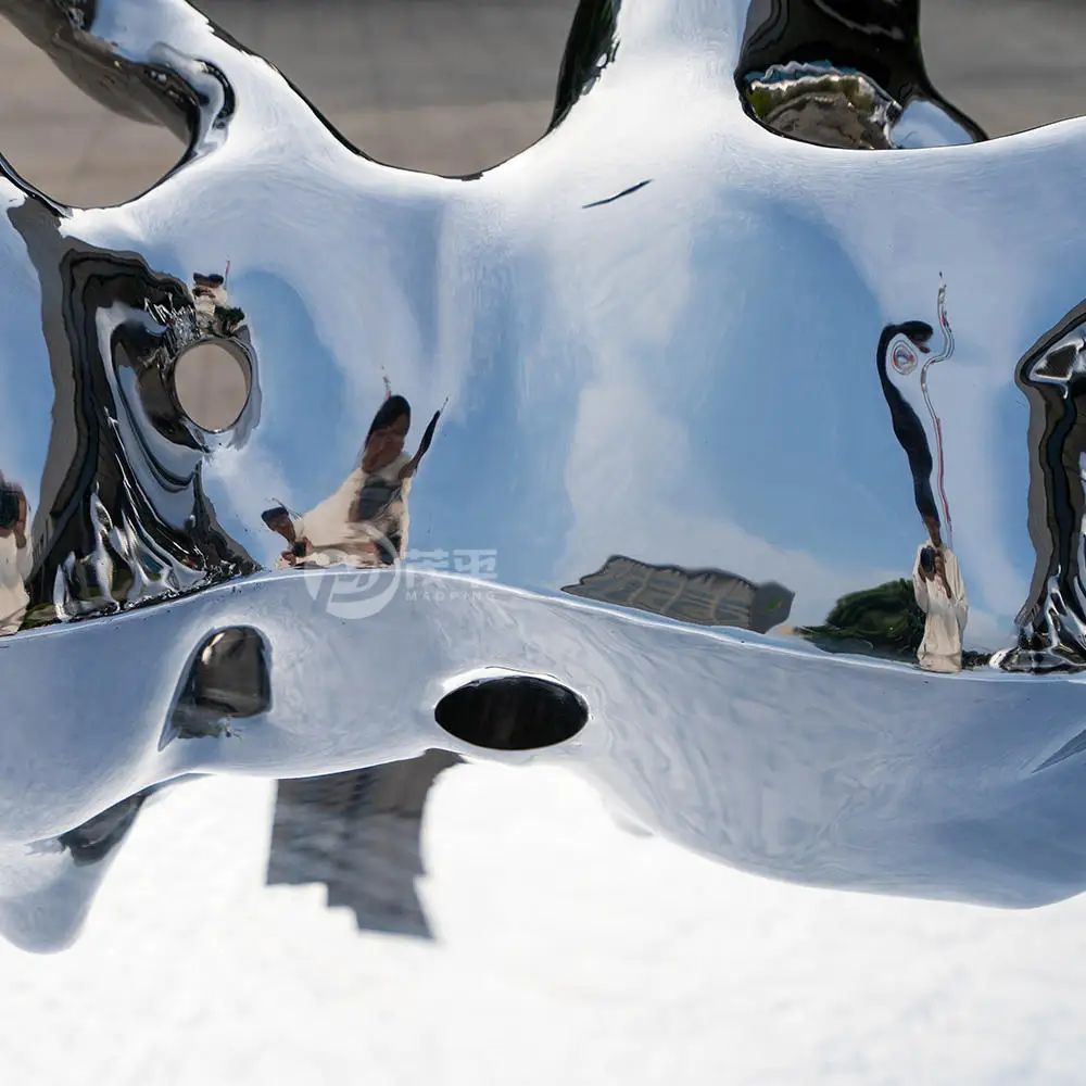 Custom Size Modern Luxury Artistic And Creative Stainless Steel  Mirror Polished Company Front Desk Ornaments Metal Sculpture