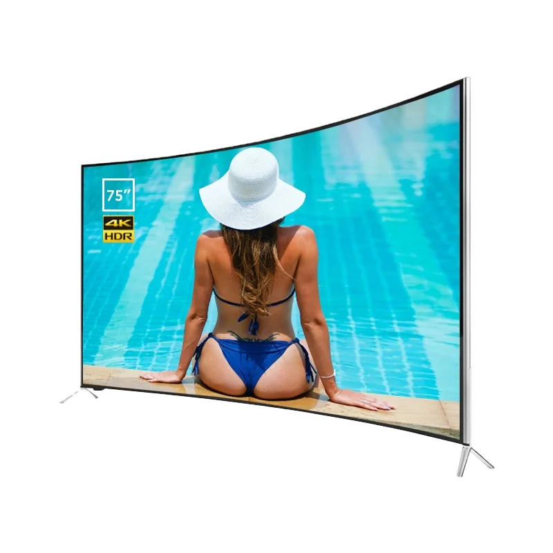 Cheap price 75 inches smart led tv uhd 4k curved