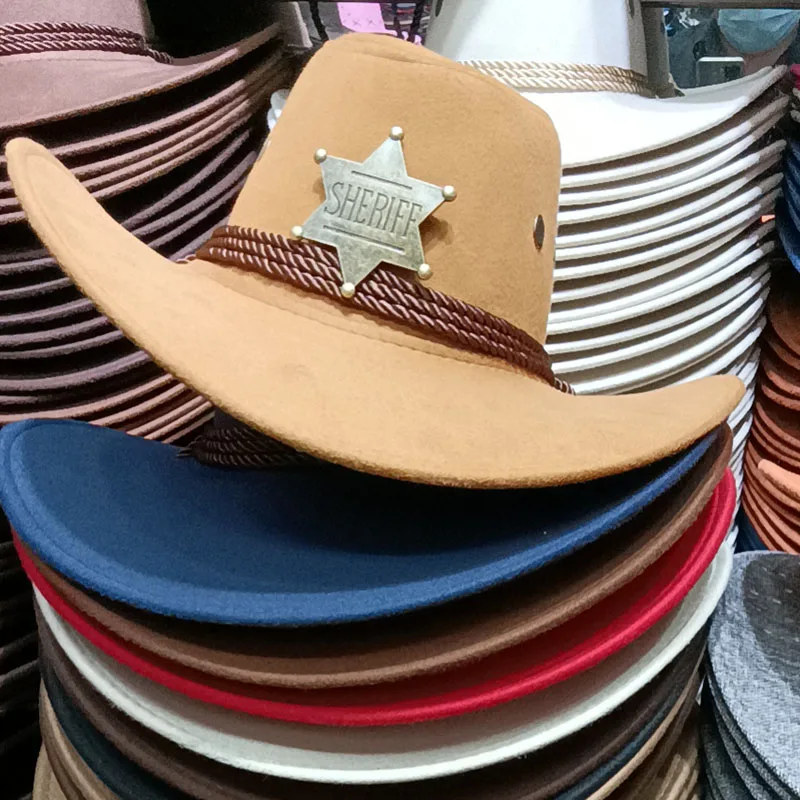 Western Cowboy Retro Sheriff Sunscreen With Wind Rope Hat Men And Women Horseback Riding Tourism Fishing Sunshade Cap