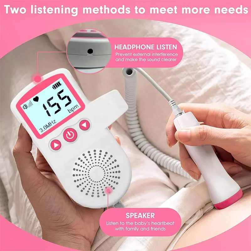 Portable Hospital Grade oem pocket fetal doppler baby heart rate beat monitor doppler