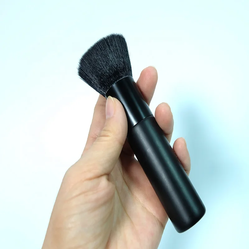 Private Label Synthetic Hair Wooden Facial Brush Single Foundation Cosmetic Brush Flat Top Kabuki Makeup Brush