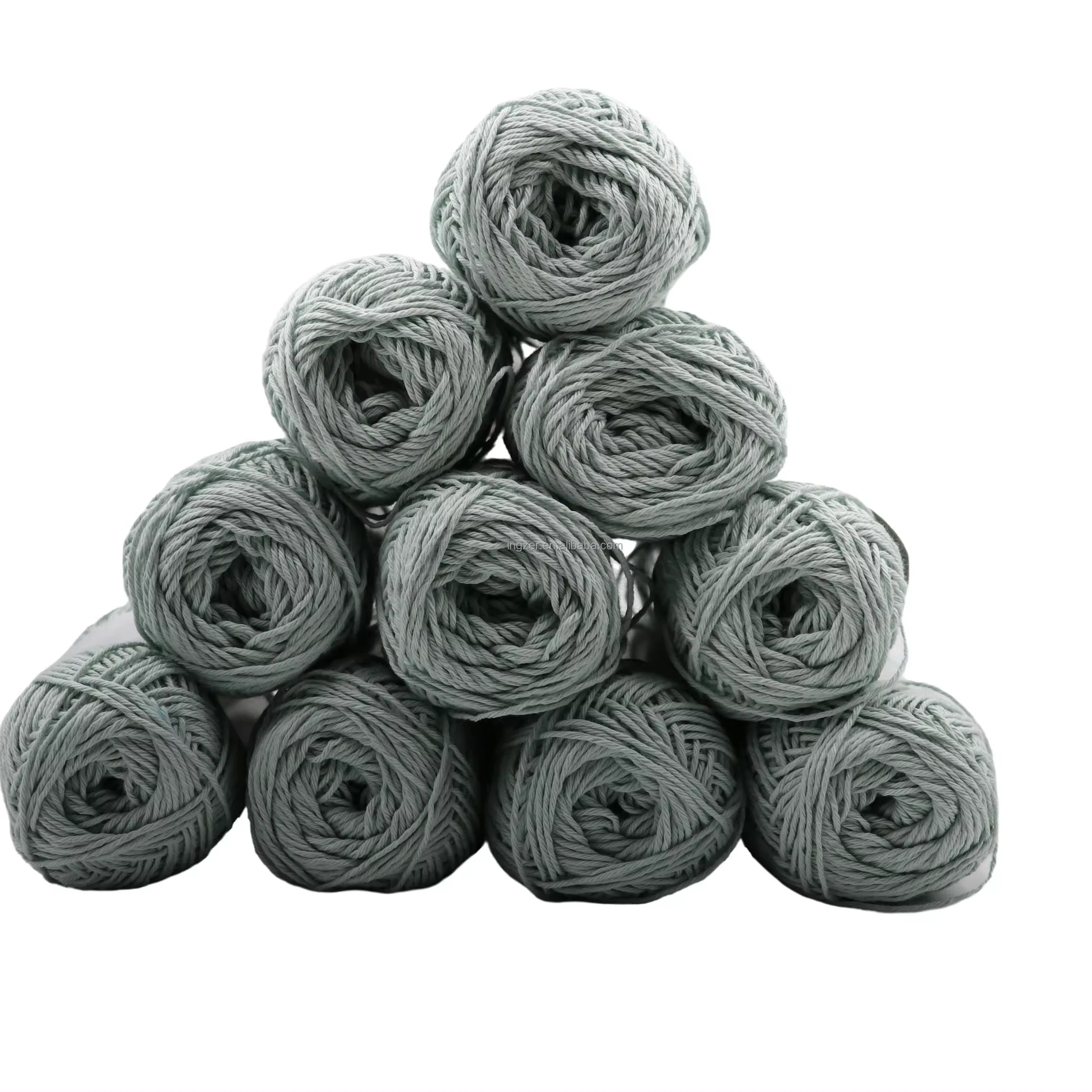 8S/6 combed cotton multi-strand hand-braided soft green color yarn