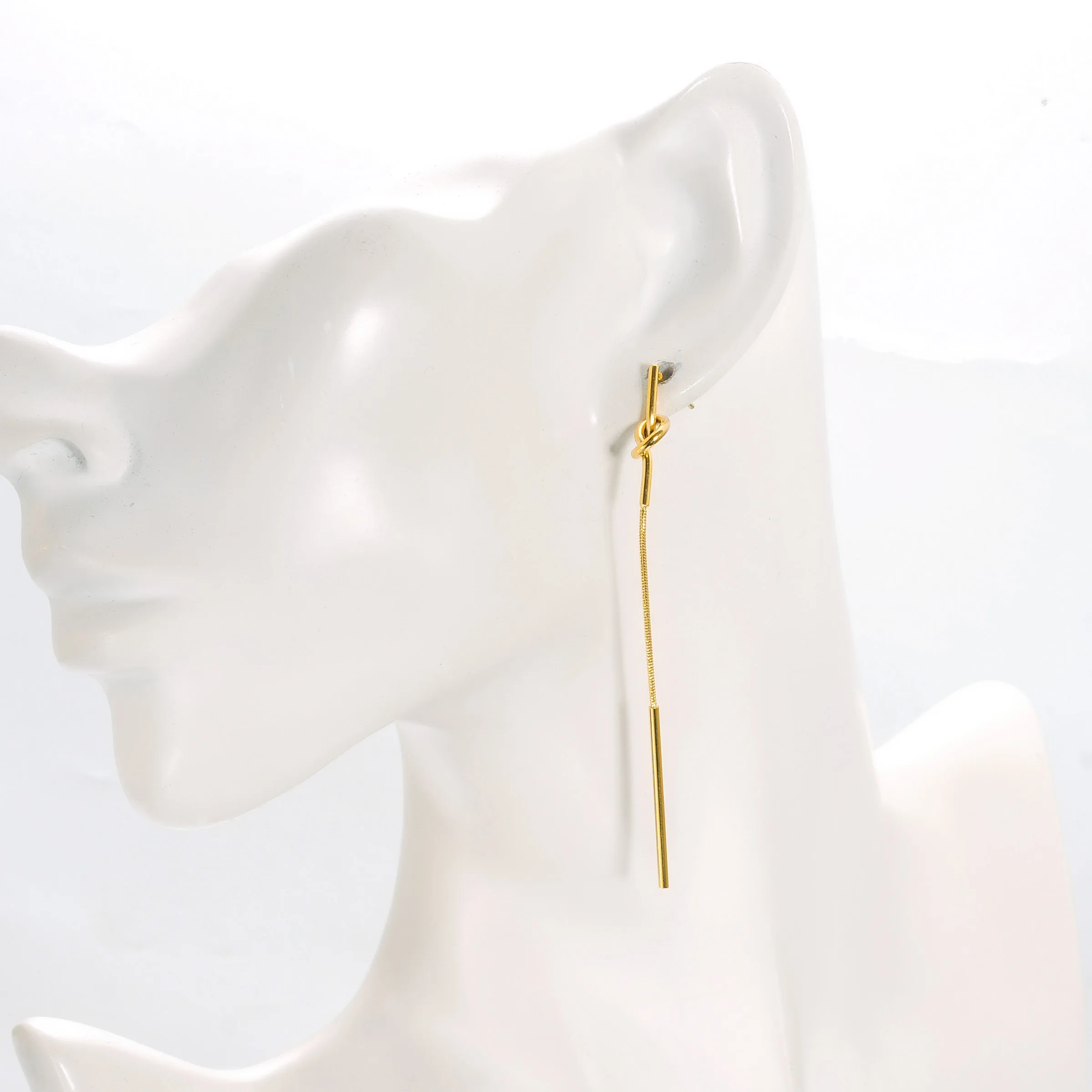 Wholesale High End Steel Earrings Waterproof Hypoallergenic 18k Gold Plated Tassel Women Earring Set Channel Jewelry