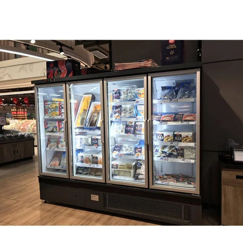 Factory direct sale upright glass door display fridge supermarket freezer