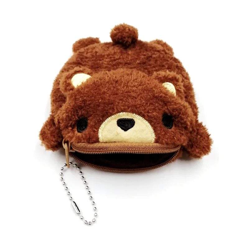 Lovely Plush Bear Design Coin wallet Custom Animal Design Plush Keychain Purse