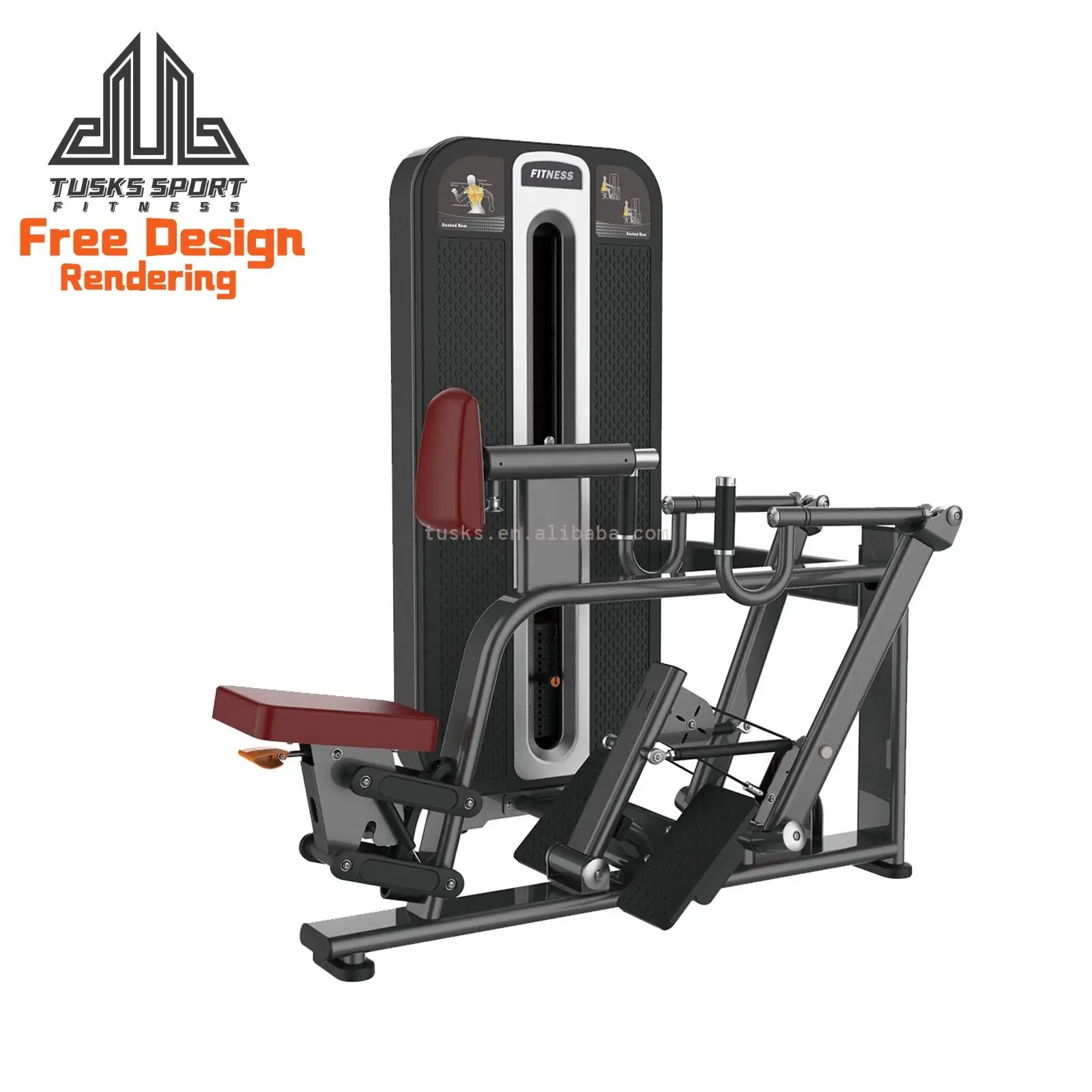 A KT7-K634 Seated Rowing Machine - Premium Pin Load Selection Equipment for Full-Body Workout Development in Commercial Gyms