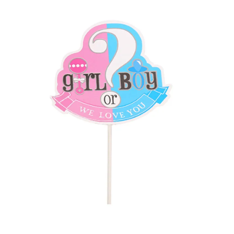 Boy or Girl Cake Topper Blue Pink Glitter He She Cake Decoration Pick for Baby Shower Gender Reveal