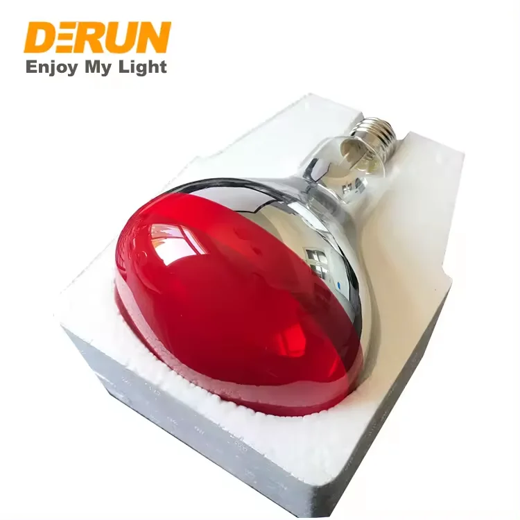 125W 150W 175W 250W E27 Base R125 Half Painted Red Infrared Bulb For Animal House Heating