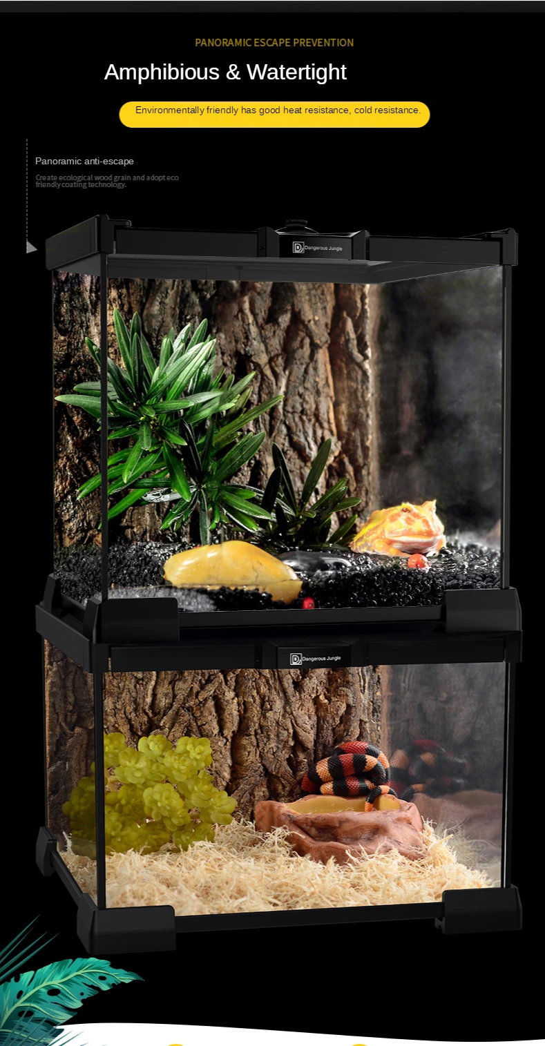 Barbarous BG Growth BT-05 Rainforest terrarium amphibious crawlers tortoise lizard horned frog glass tank