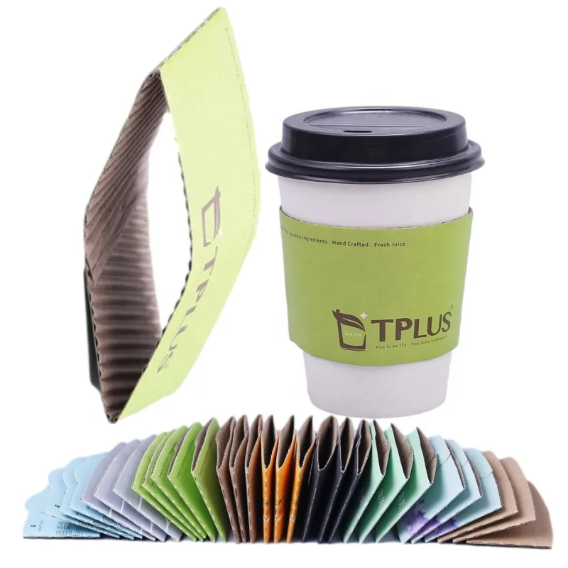Factory direct cold hot drink paper cup 8-10 oz kraft paper cup sleeve custom cup holder for sale