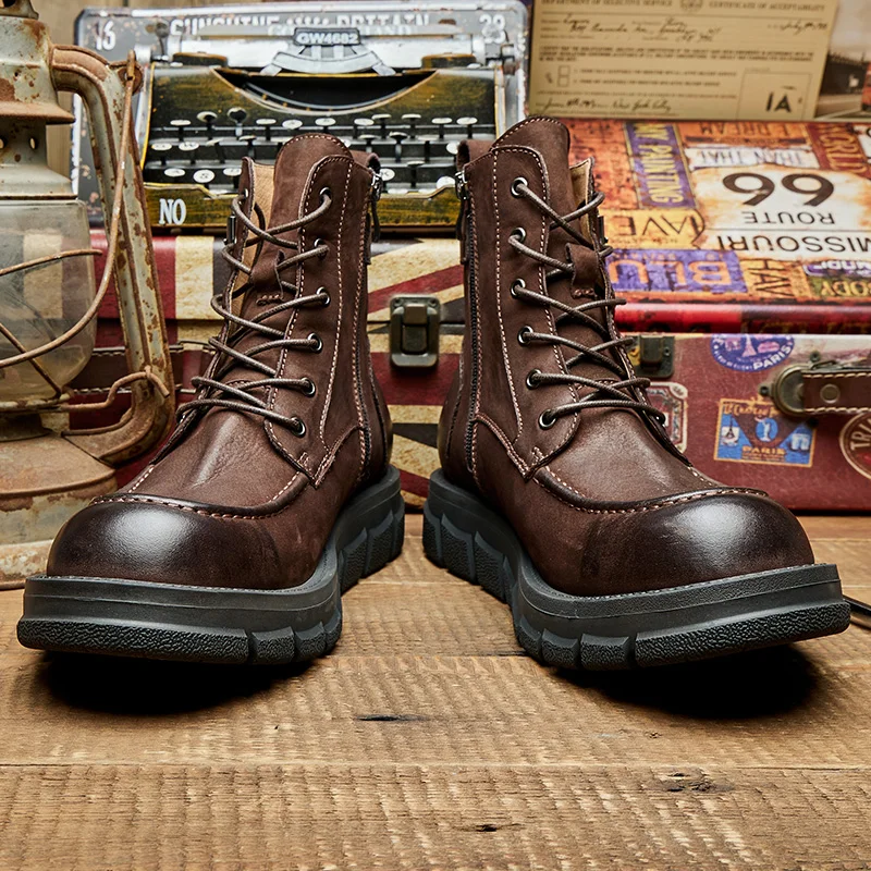 High Quality Comfortable Handmade Casual Wear-Resistant Genuine Suede Leather Boots for Men Party Daily Life