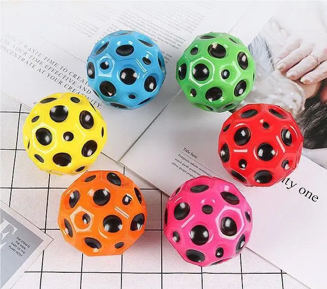 Wholesale Soft Pu Foam High Bouncing Moon Shape Balls 3D Anti Relief Magic Bouncy Ball Toys 60mm Stress Space Ball For Kids
