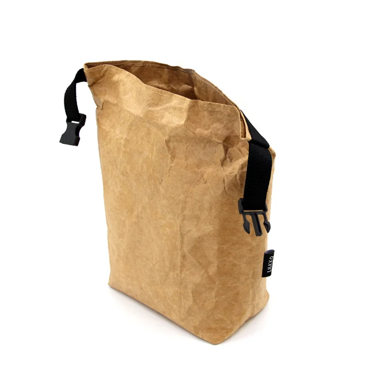 High quality personalized reusable tyvek lunch tote thermo food bag with leather logo embossed for office