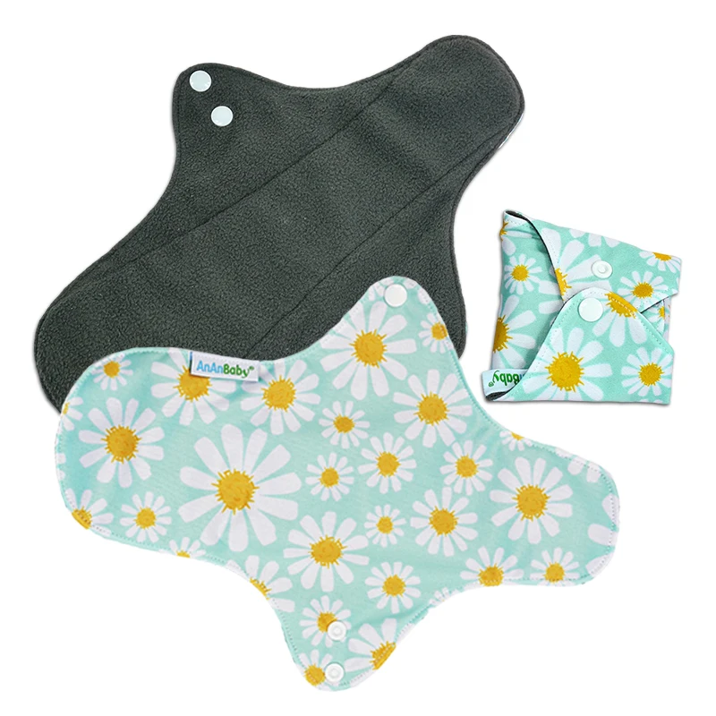 Ananbaby Breathable Bamboo Charcoal Female Sanitary Pads Cloth Menstrual Pads Super Absorbent Sanitary Napkin Manufacture