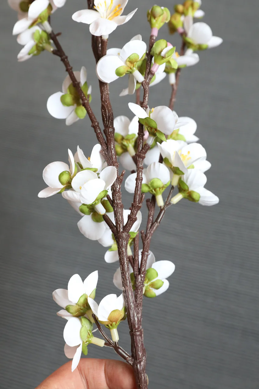 F-R0424  Artificial peach blossom branch simulation silk cloth peach pink white peach tree branches Fake Real Touch Flower
