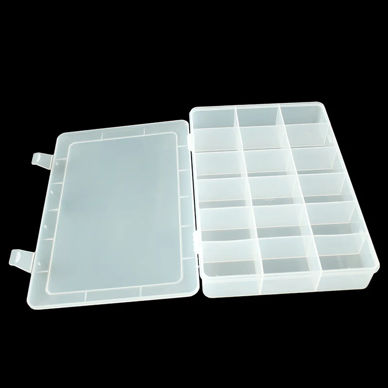 SPC107 21*12.8*3.4cm Chinese Grids Transparent Plastic Storage Box Bead Pills Organizer Tool Box