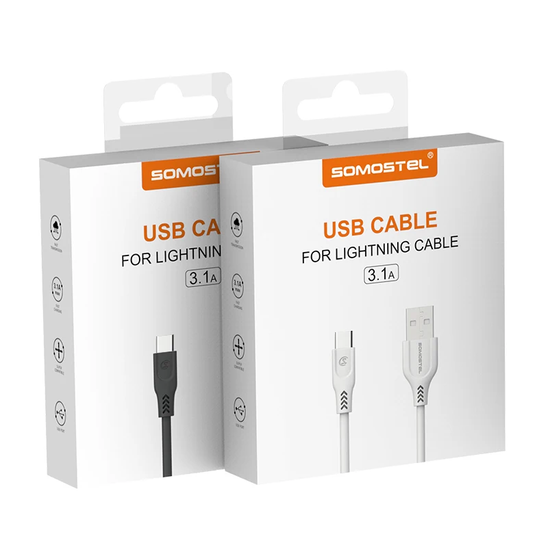 SOMOSTEL 3.1A Cable de datos rapido 1M TPE Quick Transmission Data Cable for Micro USB Type C Port Phone charge