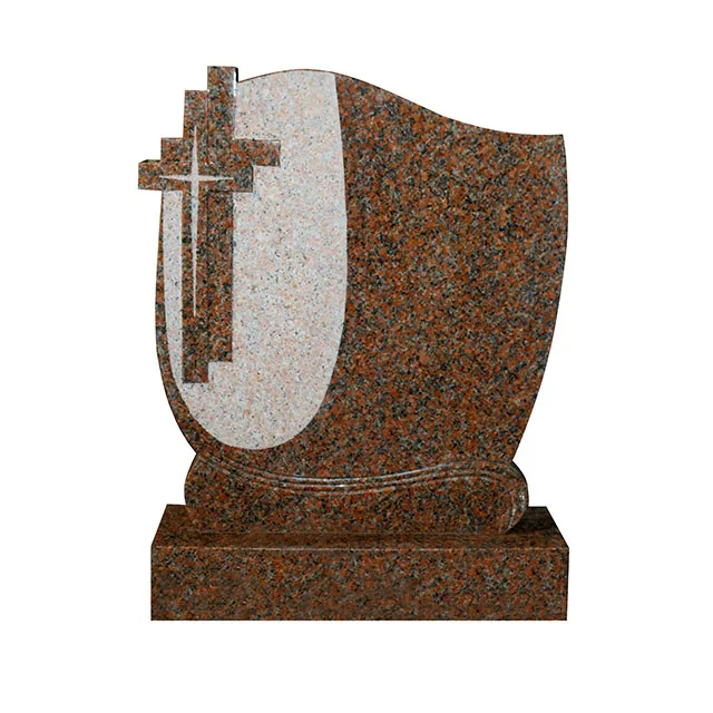 black granite tombstone headstone monument with white marble decoration