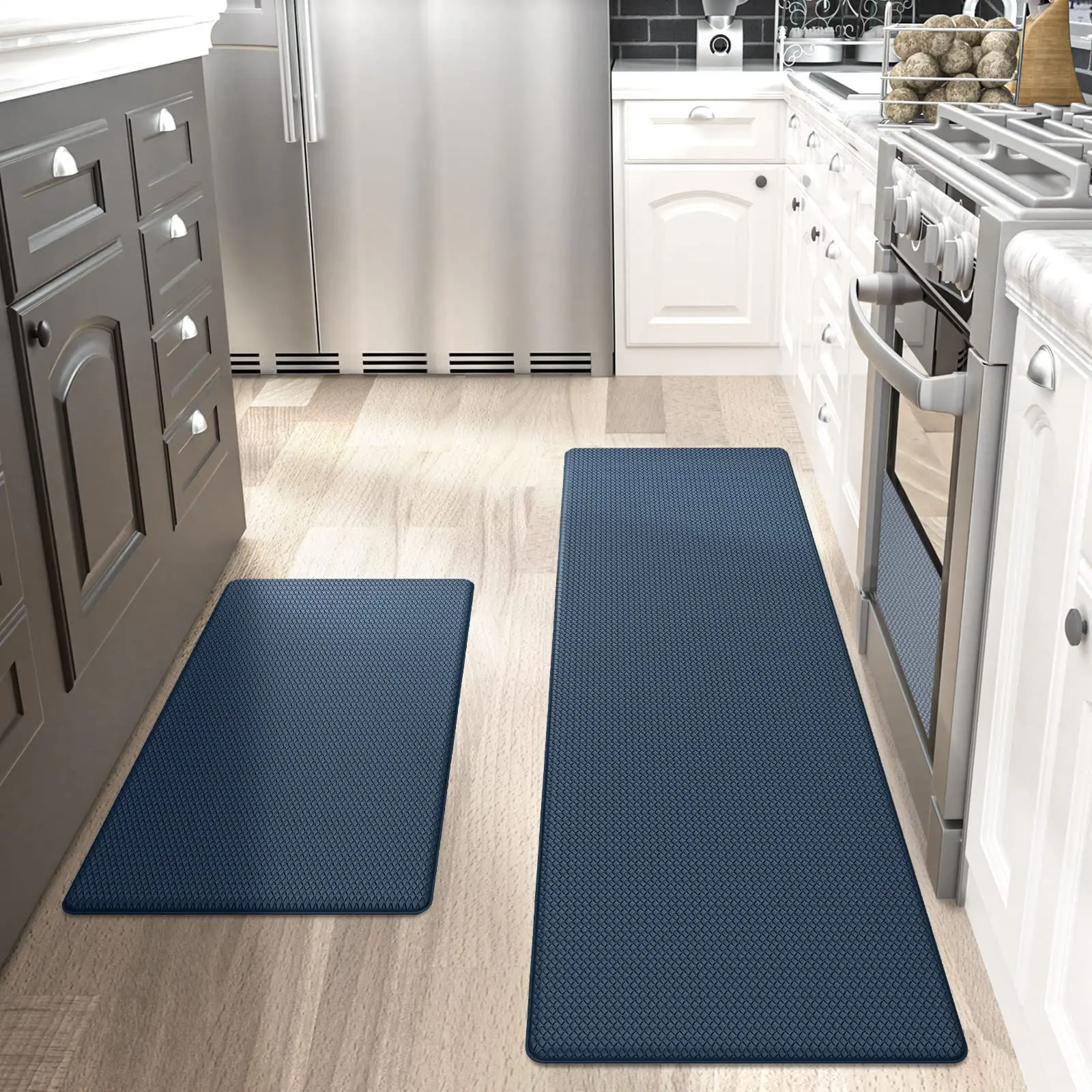 Manufactures Anti Fatigue Comfort Cushioned Mat Non Slip Standing Desk Mat Pvc Kitchen Mat 2 Pieces Set