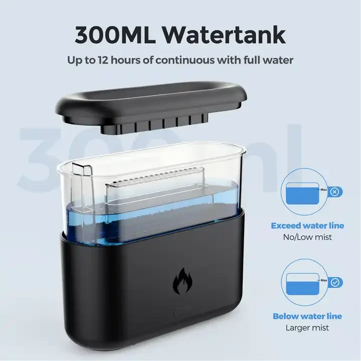 2023 New Desktop Best Colorful Flame Air Aroma Diffuser Humidifier 3D Flame Aroma Air Humidifier Diffuser