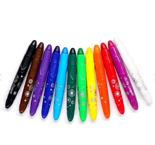 Silky gel crayons for toddlers 12 colors washable non toxic plastic crayons for kids oil pastels twistable crayon