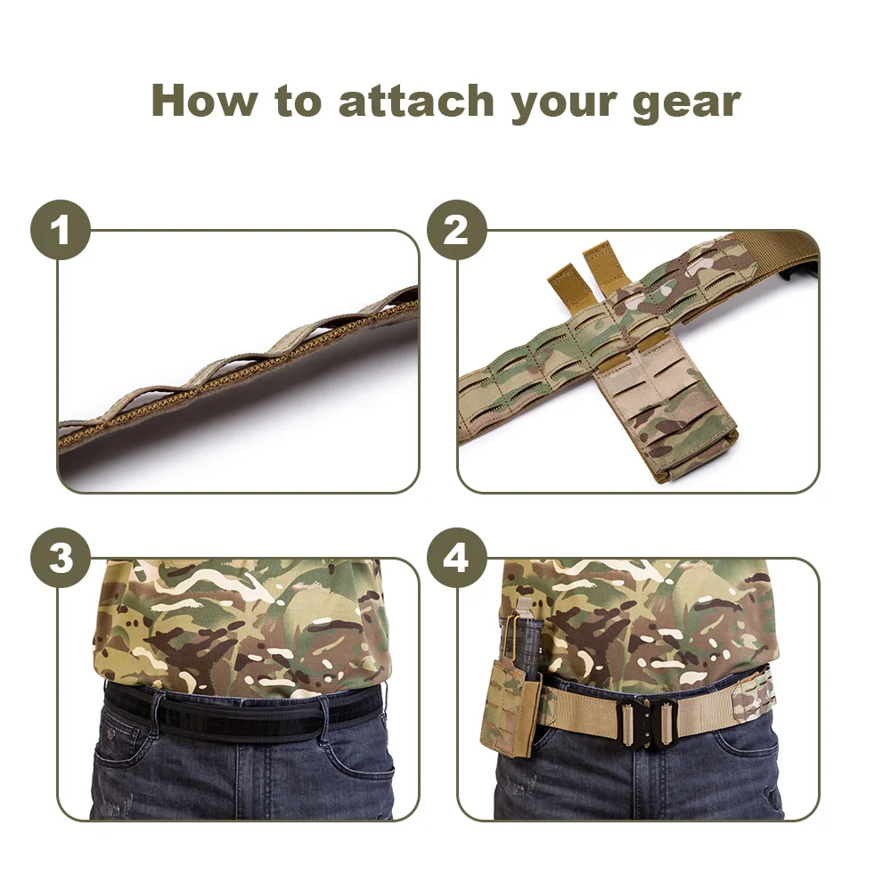 GAF Outdoor Training Durable Laser Cut Molle War Nylon Belt Tactical Belt For Men