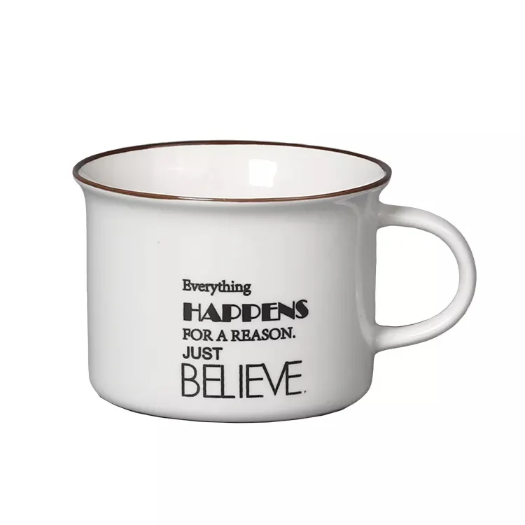 170ml Small sized silk printing cheap 6oz ceramic coffee mug wholesale cappuccino cup retro enamel water mug