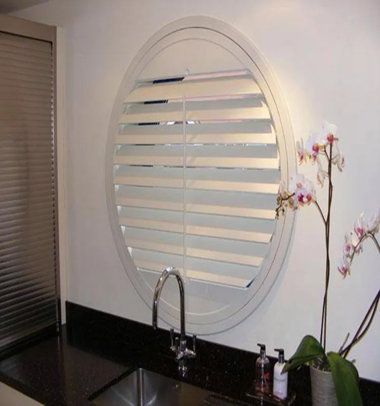 China Manufacture wooden adjustable louver plantation shutters round for window
