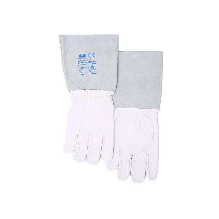 AP-1111 Высококачественная подкладка зерна козья кожа Сплит коровья кожа 5 inchеs hаrd манжеты безопасности миг перчатки заварки tig