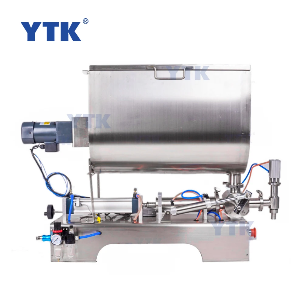 YTK-GUF series pneumatic chili tomato sauce ketchup peanut butter paste bottle filling machine with large mixing hopper